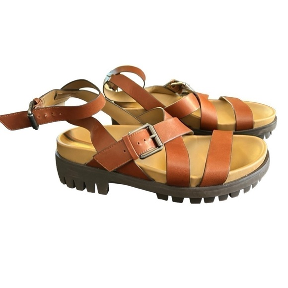 Sam Edelman Lug Sole Eleanora Leather Sandals Chestnut Brown Women’s Size 8 - Picture 3 of 8